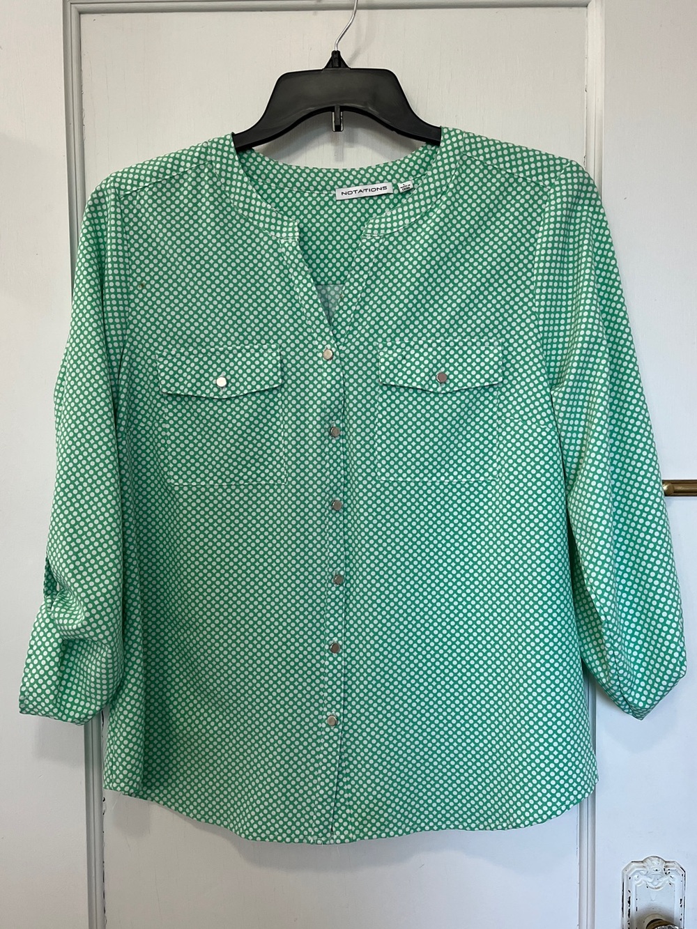 Green/white checked tunic by Notations, L